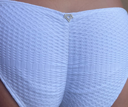 Textured Halter Monokini - White